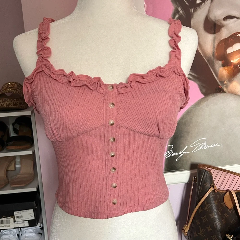 💝Pink cropped tank top - Picture 1 of 4